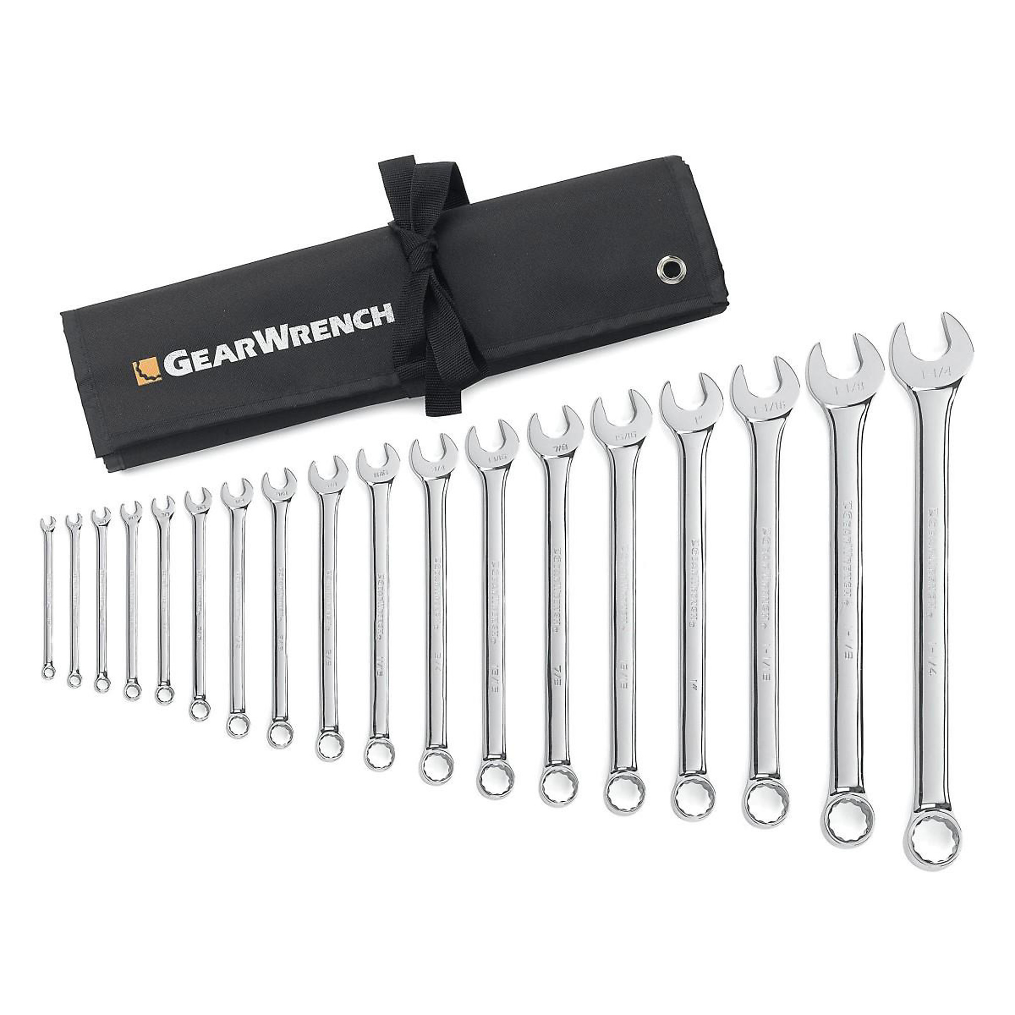 GearWrench Long Pattern Combination SAE Wrench Set — 12-Point, 18-Piece, Alloy Steel, Model# KDT81917